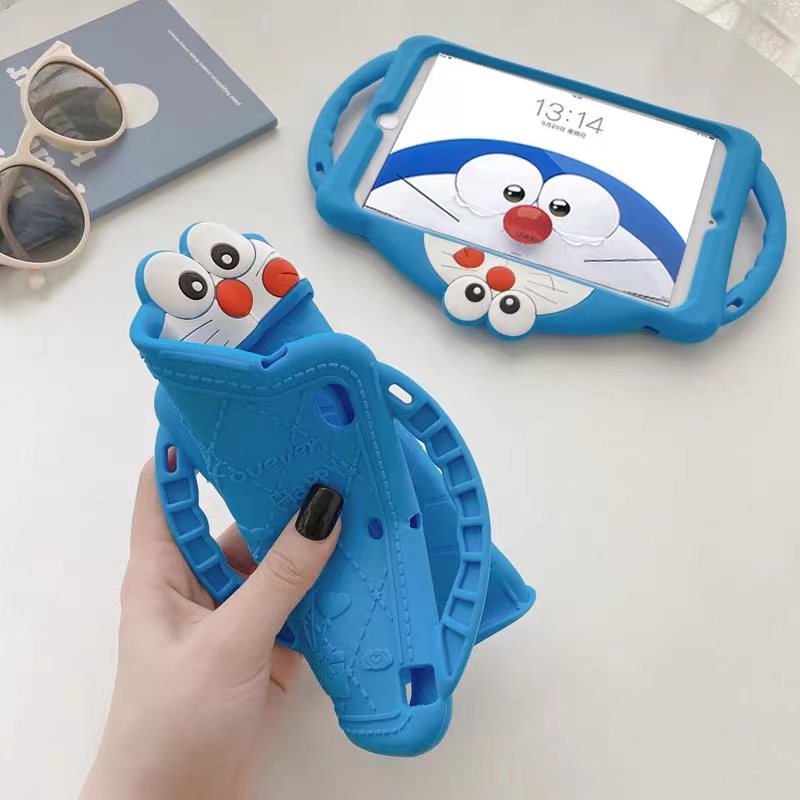 Personality Creativity Cartoon Cute Doraemon For IPad 2018 Cover Mini1/2/3 Shell Mini4 Case ipad Air2 Soft Case Ipad Pro9.7 Silica Shell ipad2/3/4 ipad6 Fall-proof Shell 10.2 Case