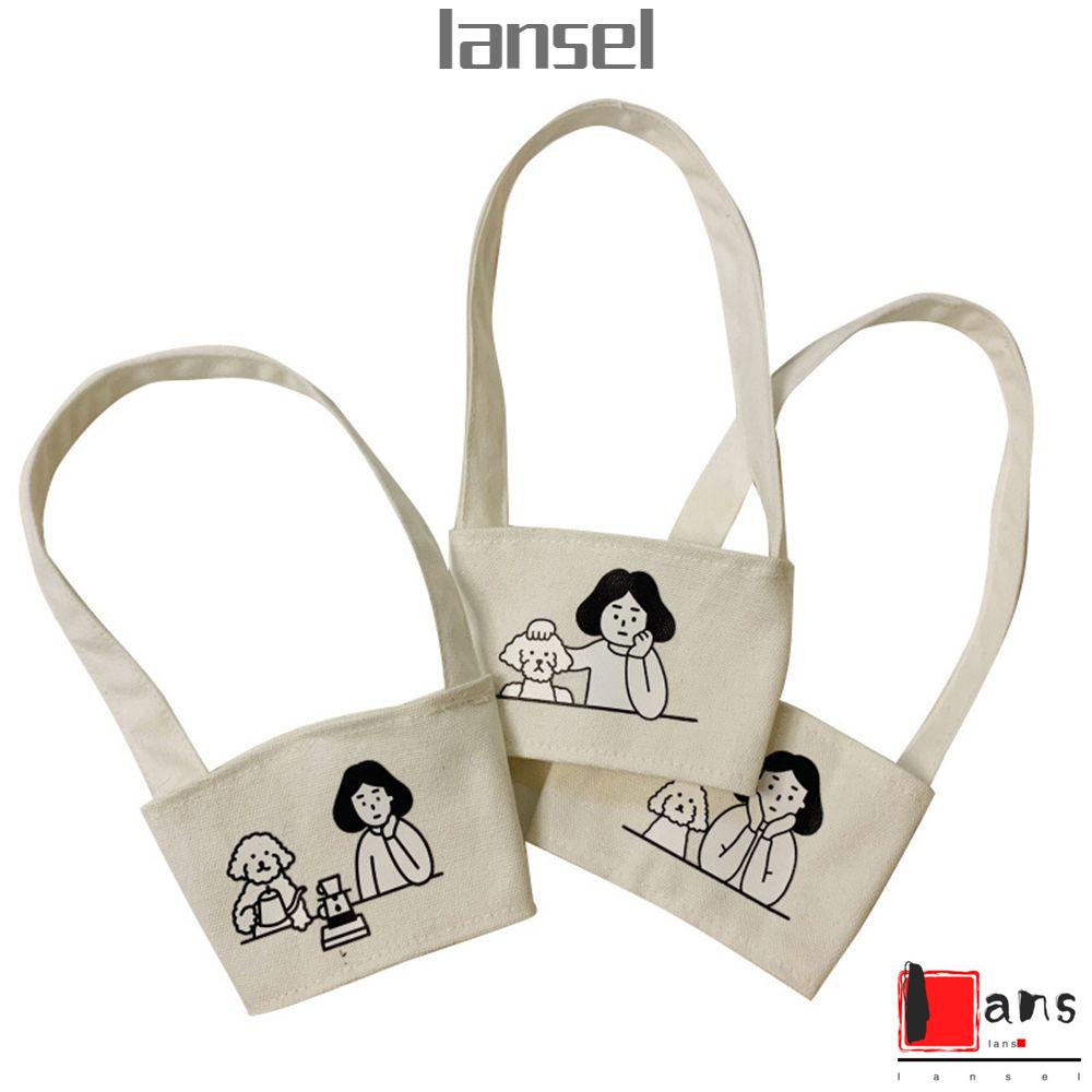 Túi vải canvas đựng cốc cà phê/ trà cầm tay tái sử dụng được