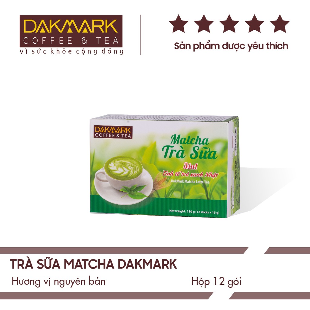 Trà sữa Matcha 3in1 Dakmark - Hộp 20 gói