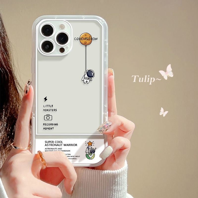 Ốp Điện Thoại Silicone Mềm Trong Suốt Chống Sốc In Hình Phi Hành Gia Cho Iphone 11 12 13 Pro MAX 6 6S 7 8 Plus X XS XR MAX SE 2020 Đứng