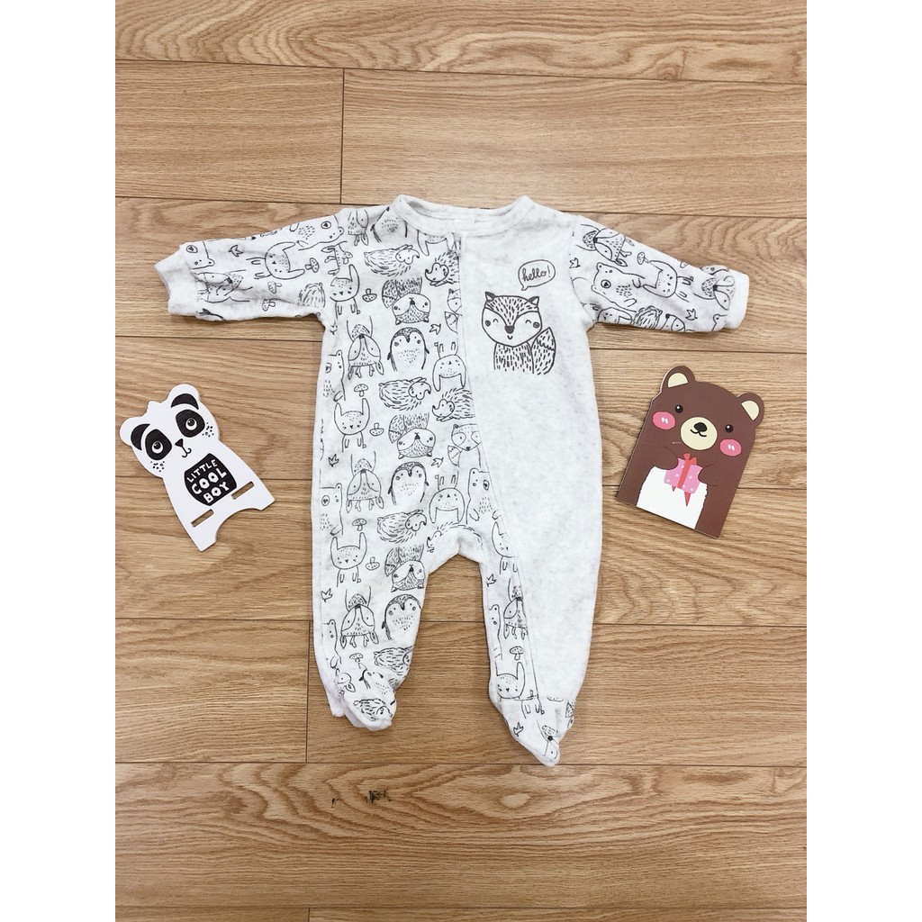 Body dài liền tất nỉ bông và nhung cho bé trai và gái 0-24 tháng