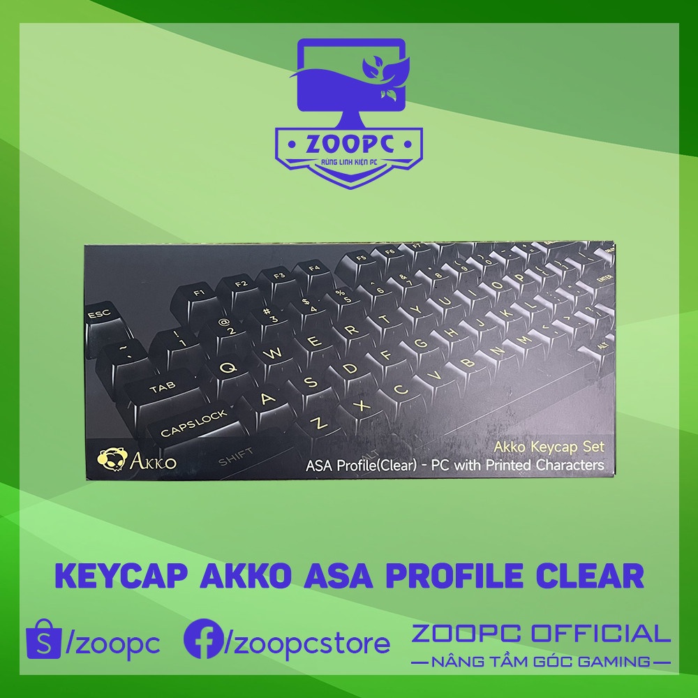 Bộ keycap bàn phím cơ AKKO Keycap set- White- Black- Pink-(PC / ASA-Clear profile / 155 nút) - ZooPC