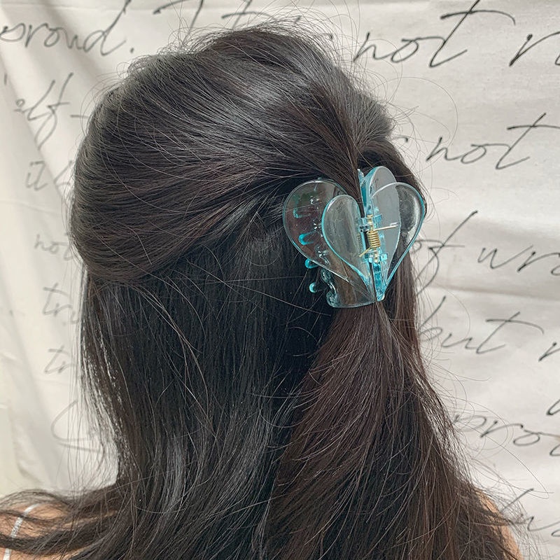 Kẹp tóc hình trái tim màu hồng thời trang phong cách Hàn Quốc