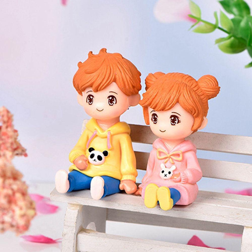 Set 2 Mô Hình Cặp Đôi Bé Trai Bé Gái Trang Trí Tiểu Cảnh