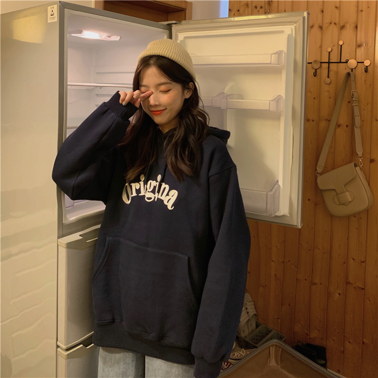 Áo Hoodies Tay Dài Hoạ Tiết In Chữ Phong Cách Ulzzang Hàn Quốc