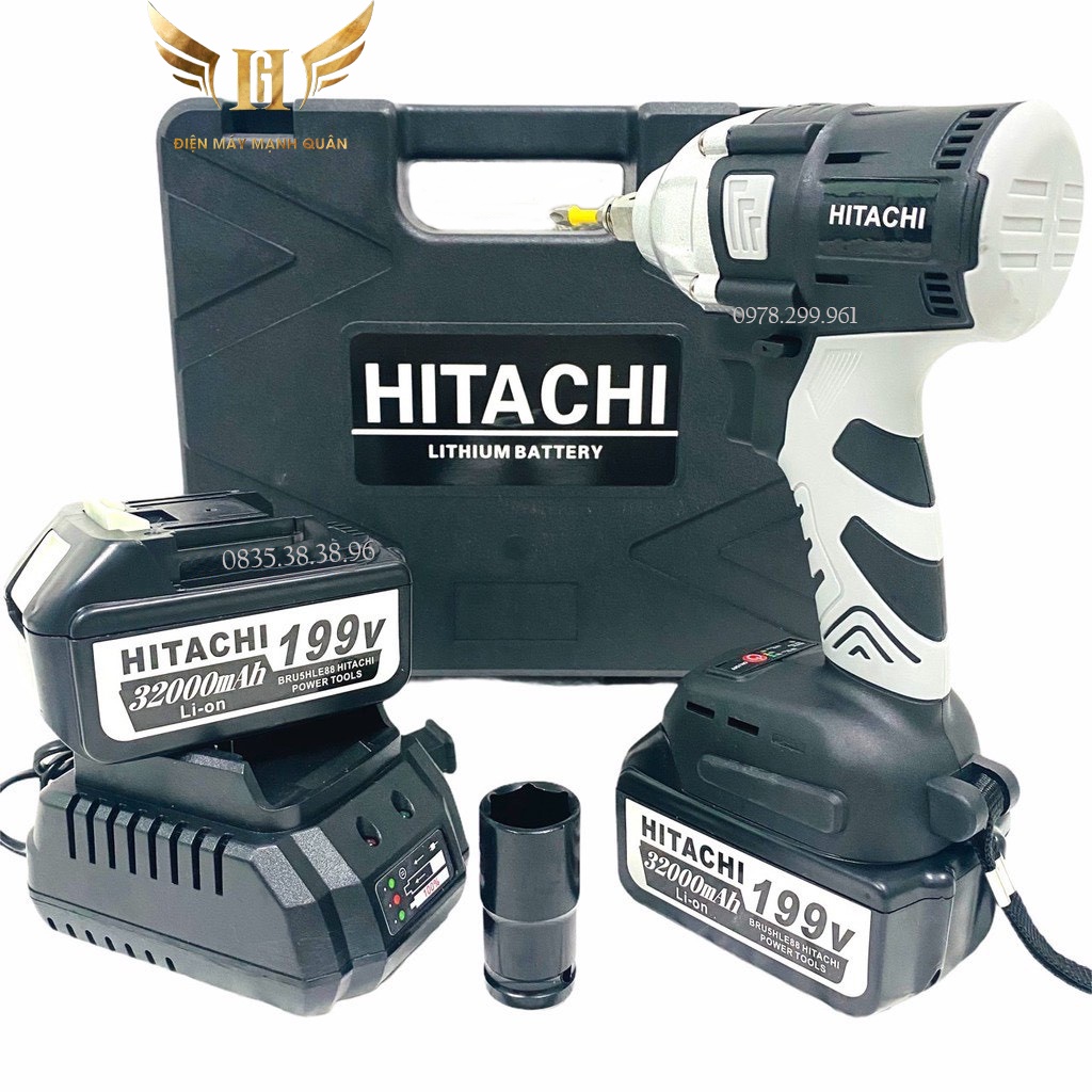 Máy Siết Bulong, Máy Vặn Vít Hitachiii 198Vf KHÔNG CHỔI THAN TẶNG ĐẦU KHẨU 22, ĐẦU CHUYỂN VÍT, MŨI VÍT