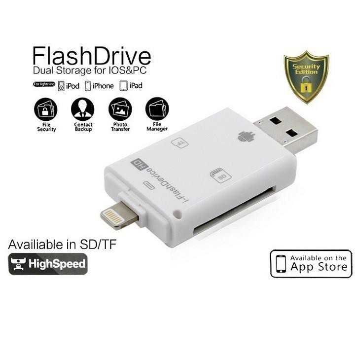 ĐẦU ĐỌC THẺ NHỚ ĐA NĂNG FLASHDEVICE DÀNH CHO IPHONE/ IPAD/ ANDROID OS MÁY TÍNH, LAPTOP