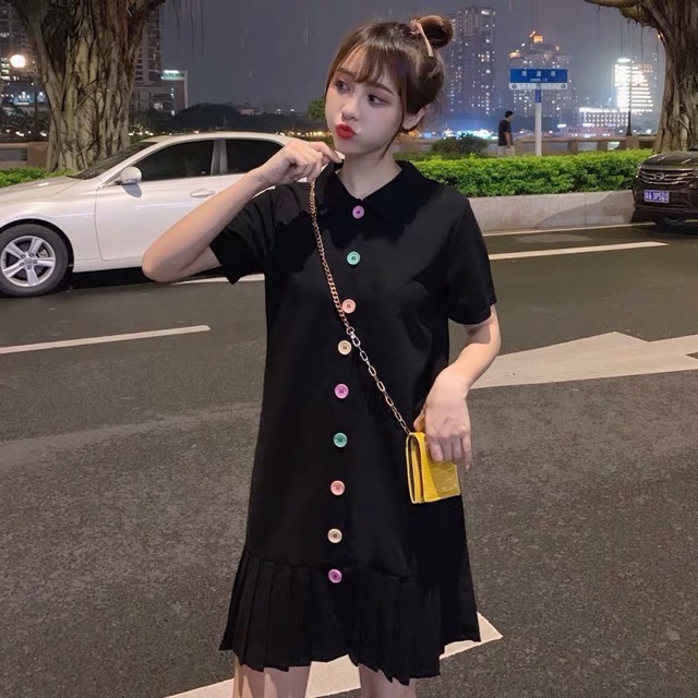 {Order,bigsizeL-4xl}Váy chân xếp li đính khuy sắc màu xinh | BigBuy360 - bigbuy360.vn