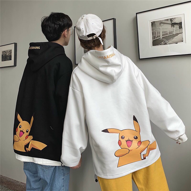 Áo khoác, áo hoodie unisex nam nữ nỉ ngoại form rộng pikachu siêu chất năng động thời trang học đường