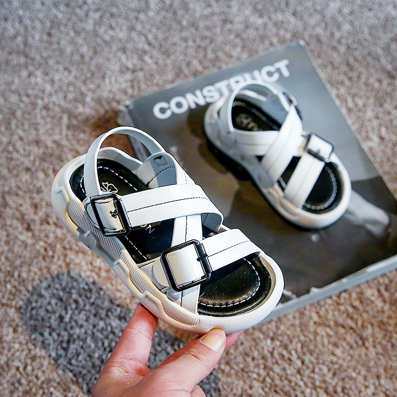 Giày sandal quai dán màu trơn thoải mái thời trang đi biển xinh xắn dành cho bé từ 3-16 tuổi