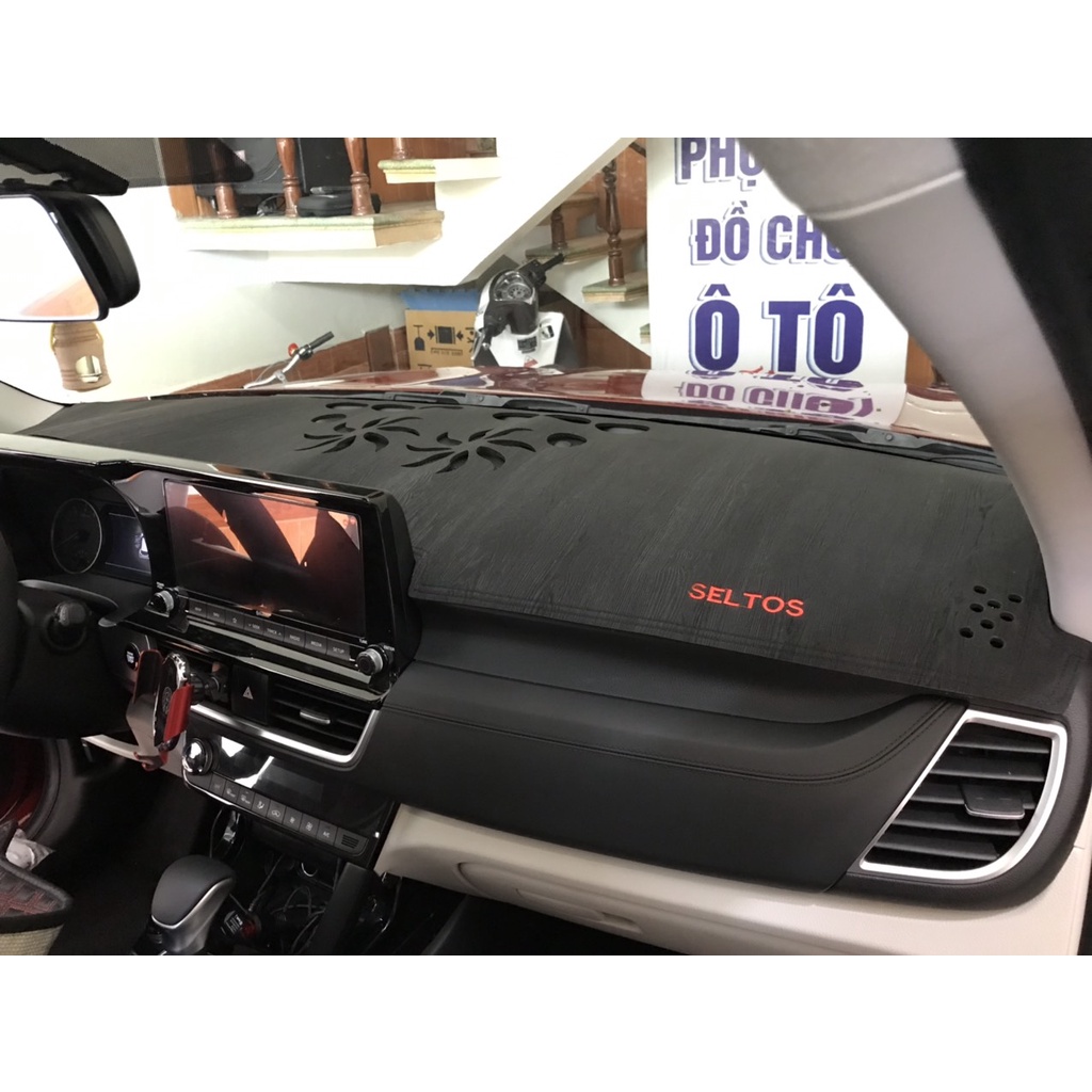 Thảm taplo da vân gỗ Seltos thảm taplo da vân gỗ may thiết kế theo xe Seltos cao cấp hàng dày đẹp