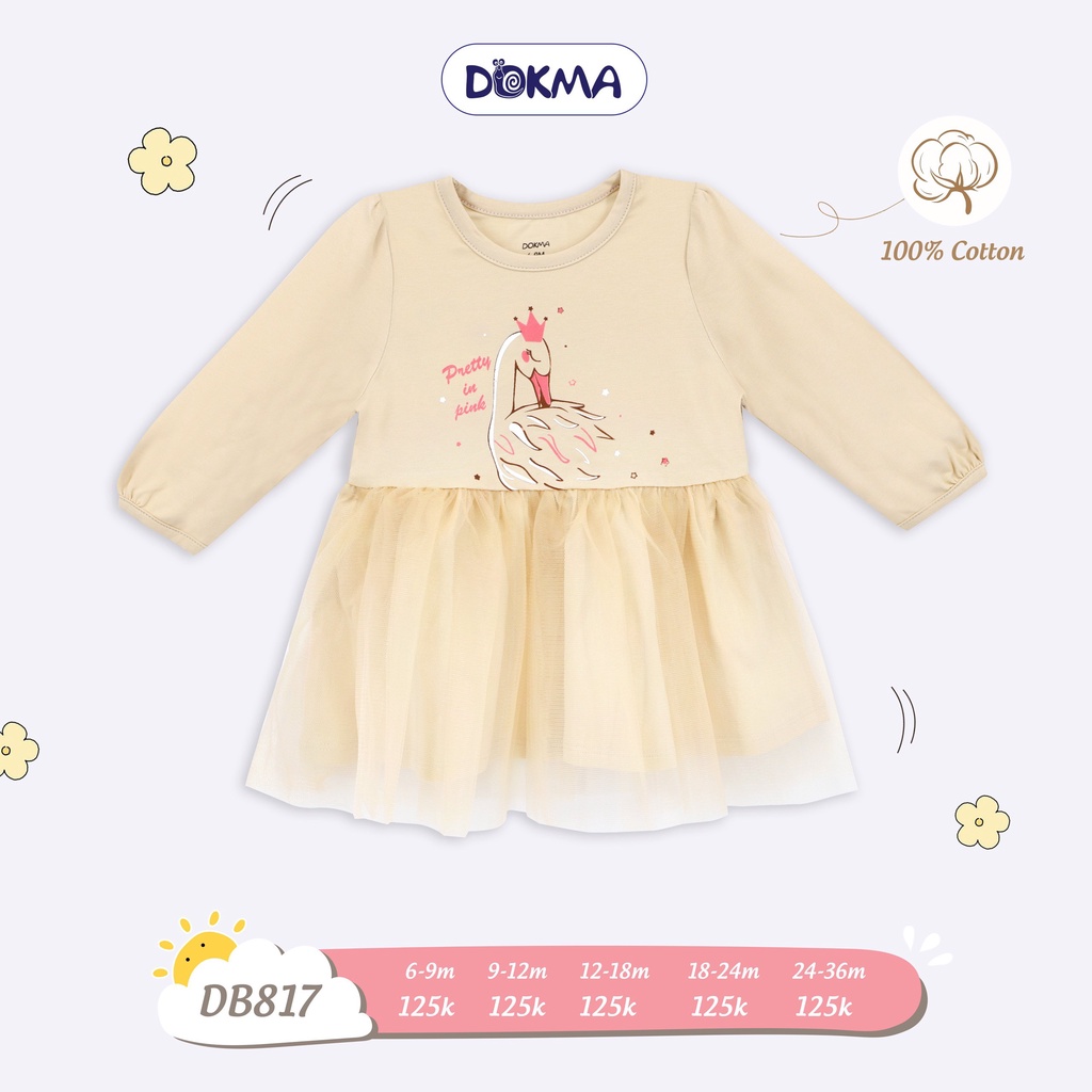 Dokma - Váy cotton bé gái dài tay 9-36M DB817