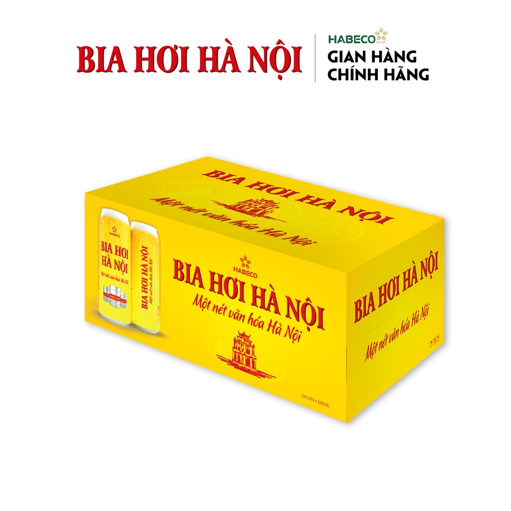 Thùng 24 lon Bia Hơi Hà Nội - HABECO (500ml/lon)