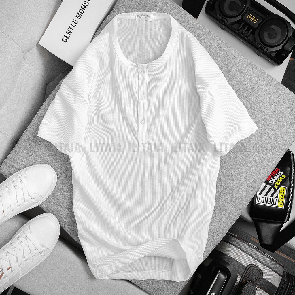 Áo thun nam cổ tròn chất cotton tổ ong Hàn cao cấp hàng hiệu Litaia Áo phông nam mặc mát mẫu hot ATB