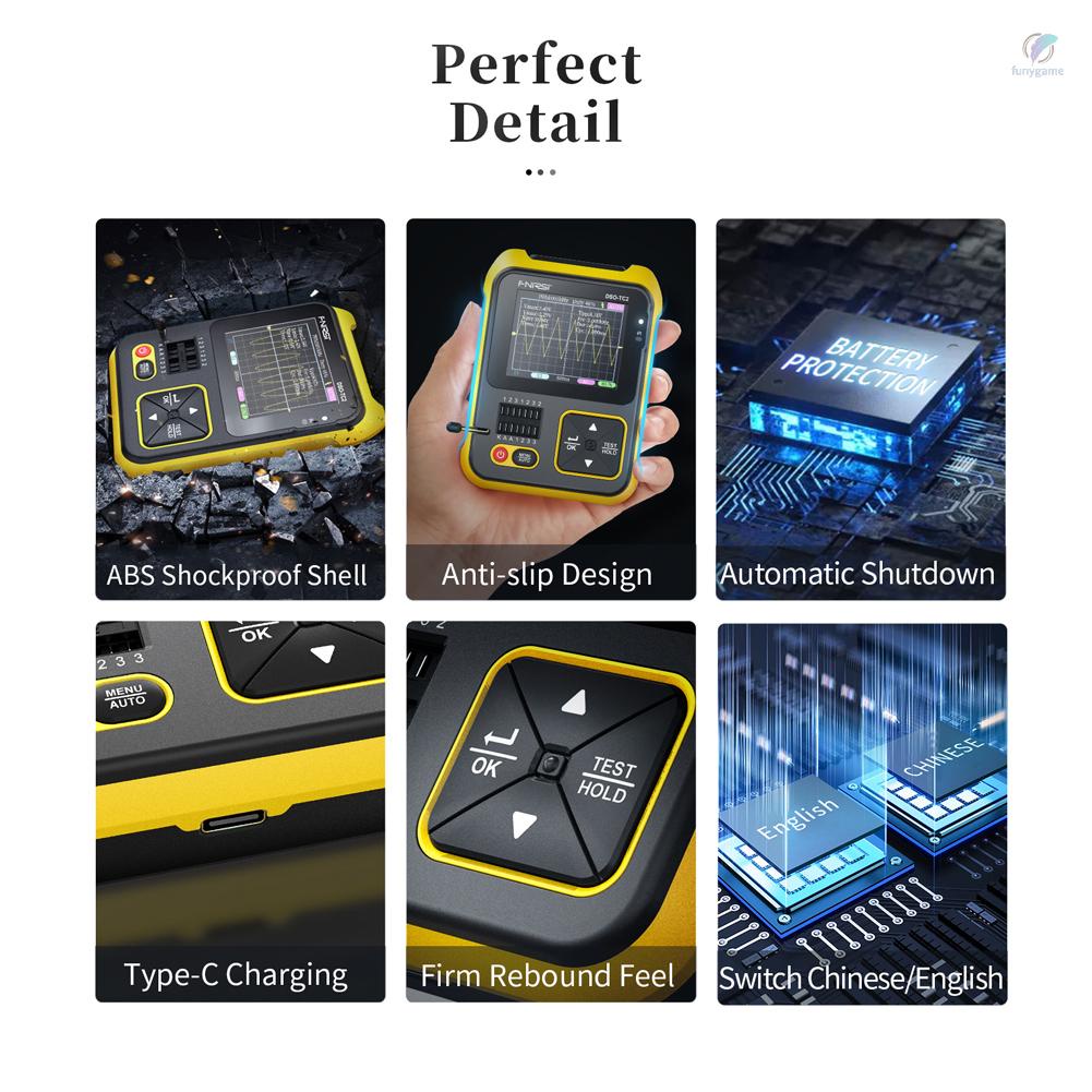 Máy Đo Dao Động Cầm Tay 200kHz Màn Hình Kỹ Thuật Số 2 Trong 1 PWM Màn Hình Vuông 2.4 Inch Có Đèn Nền