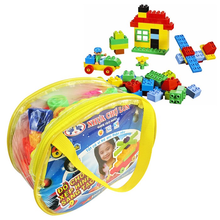 BỘ LẮP RÁP GIÚP BÉ SÁNG TẠO 67 KHỐI LEGO LẮP RÁP 13 MÔ HÌNH - NHỰA CHỢ LỚN