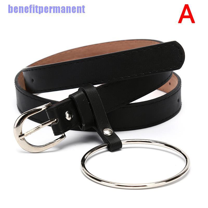 Benefitpermanent✹★ Thắt Lưng Da Pu Khóa Kim Loại Phong Cách Cổ Điển Cho Nữ