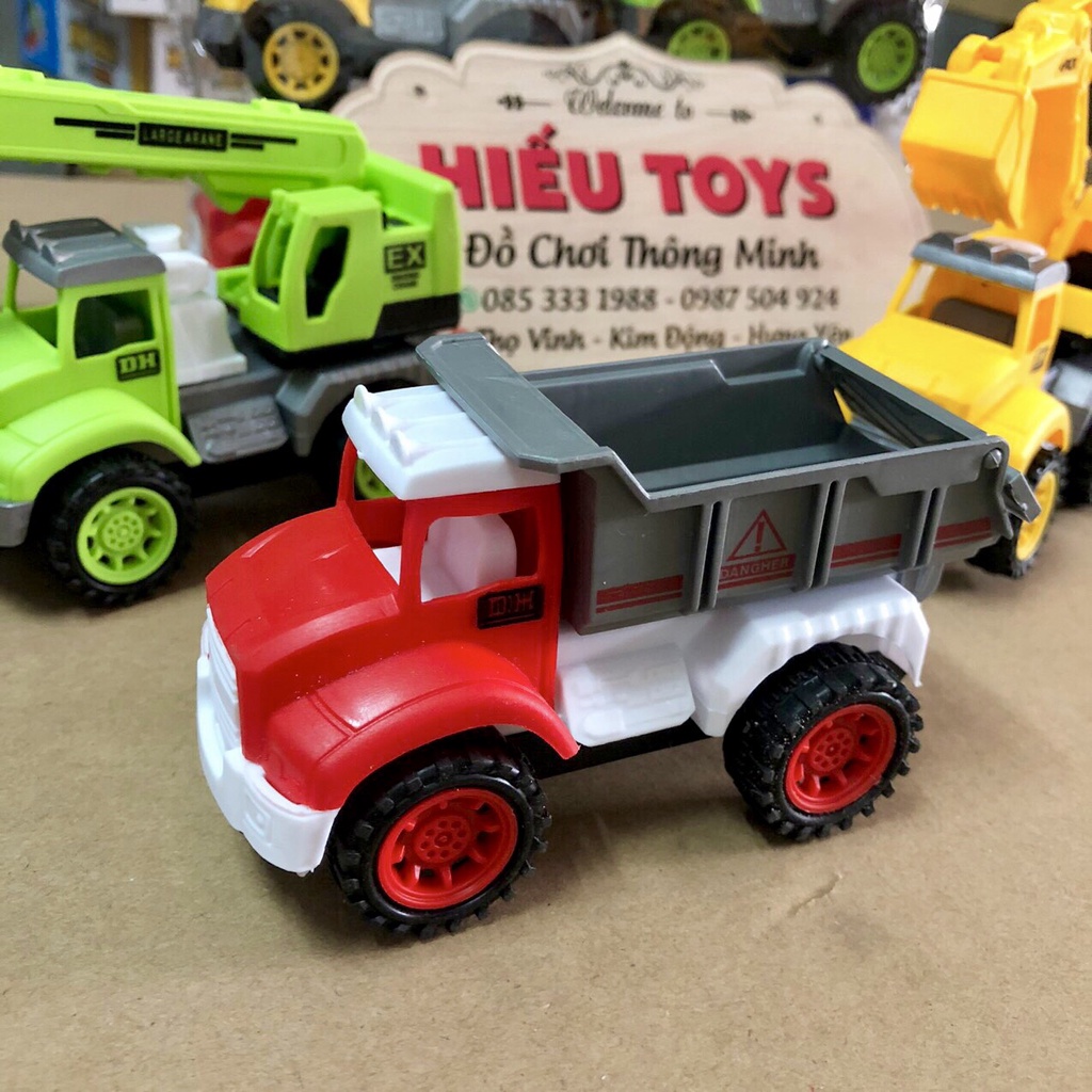 Bộ 4 Xe Công Trình Chạy Đà Chất Nhựa ABS Cao Cấp Đồ Chơi Cho Bé Trai Từ 1 Đến 8 Tuổi Hiếu Toys