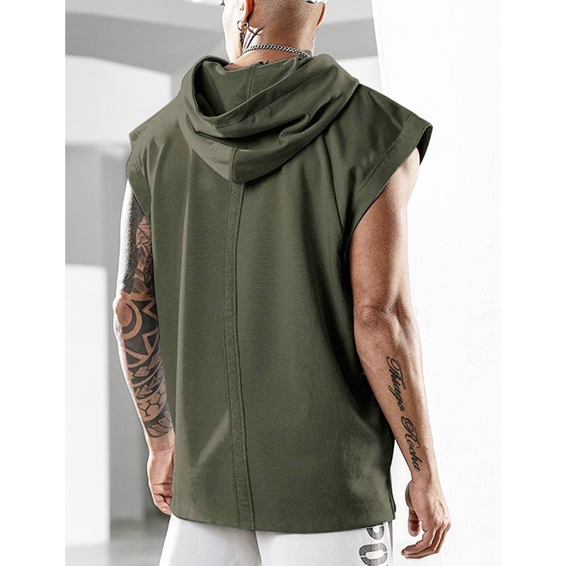 Áo khoác hoodie thể thao không tay dáng rộng thời trang mùa hè size M-3Xl cho nam