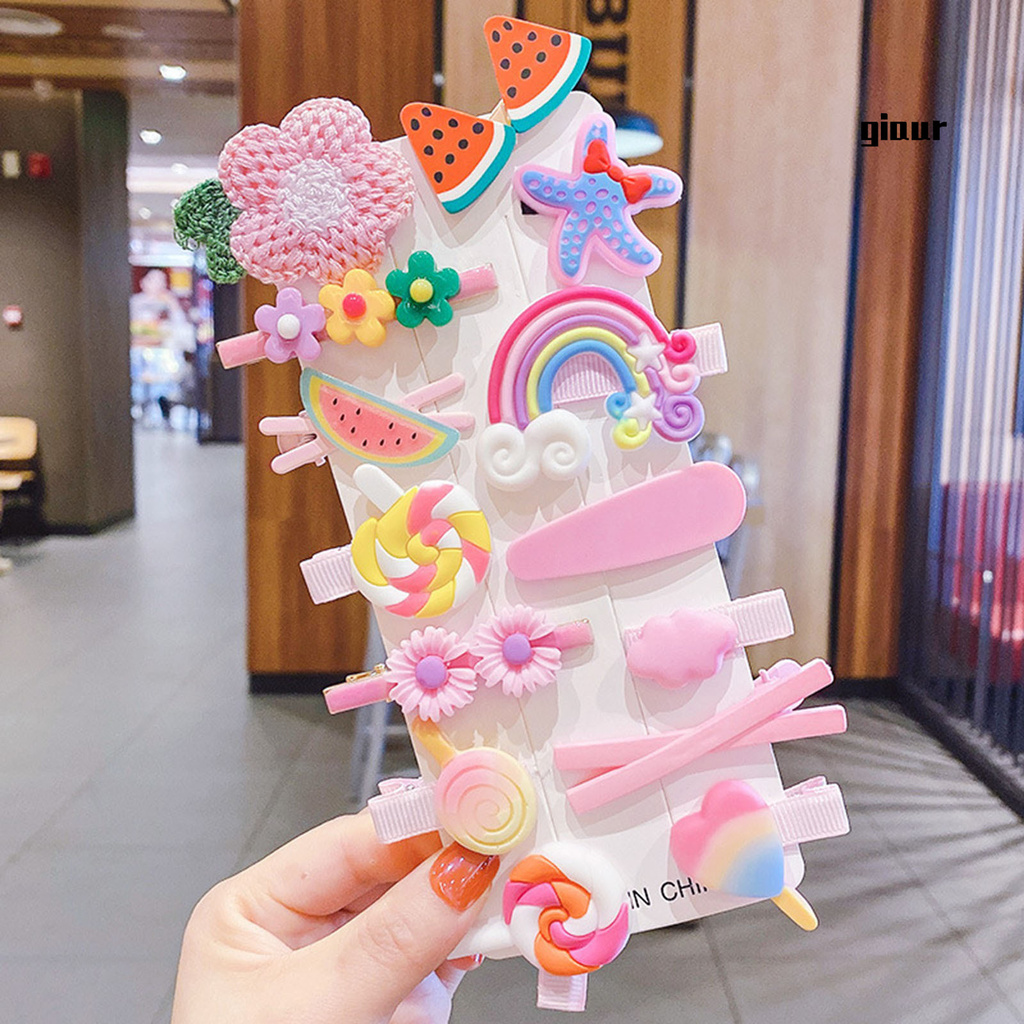 [Hàng mới về] Set 14 kẹp tóc nhiều họa tiết tùy chọn đáng yêu cho bé gái
