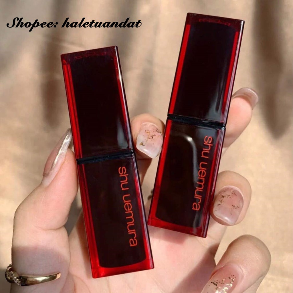 Son Thỏi Shu Uemura rouge Unlimited Amplified Matte 3.0g Vỏ Đen Chữ Đỏ