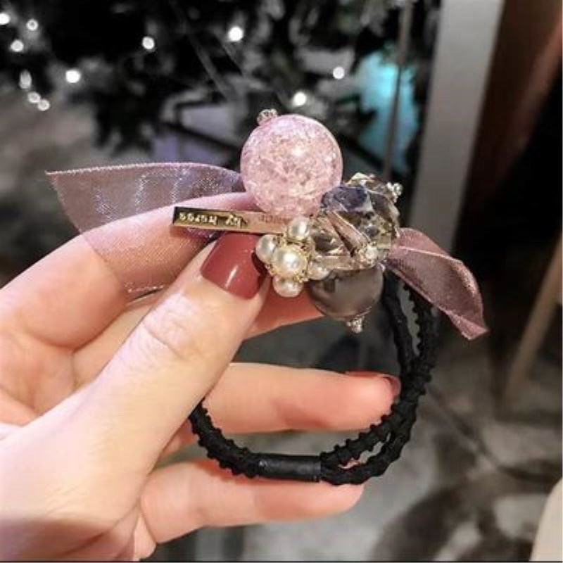 Dây buộc tóc thời trang phong cách Hàn Quốc ngọt ngào gắn đá và ngọc trai nhân tạo F063 - Sherry Store