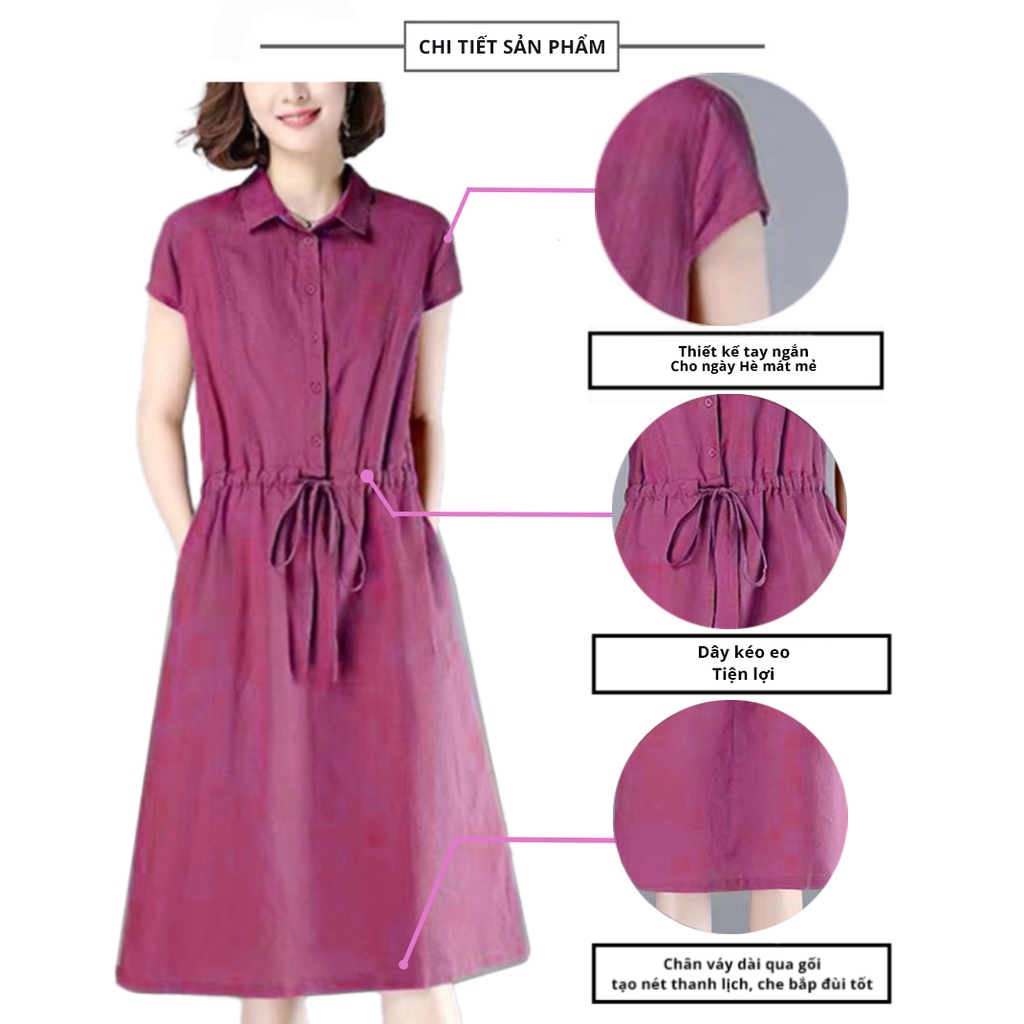 Váy trung niên sang trọng bigsize cho mẹ cao cấp dự tiệc thiết kế dáng suông đẹp B17 - WB WOMAN &amp; BEAUTY