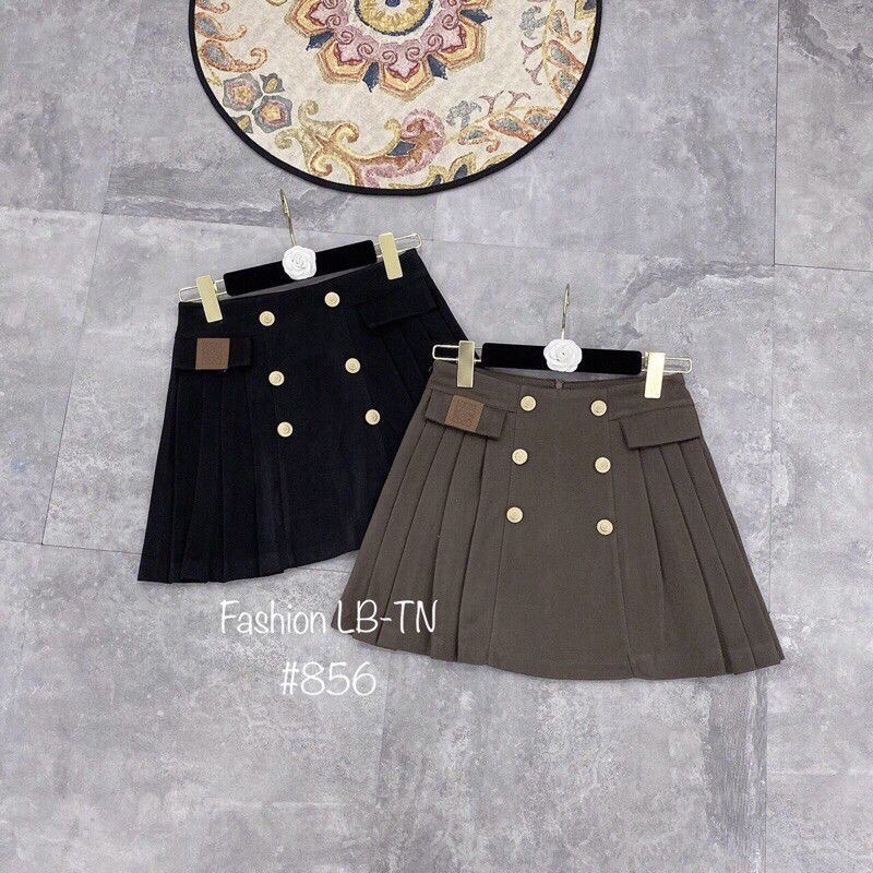 CHÂN VÁY XÒE NỮ DẠ XẾP LY 6 CÚC QUẢNG CHÂU CAO CẤP CỰC HOT CV856 | BigBuy360 - bigbuy360.vn