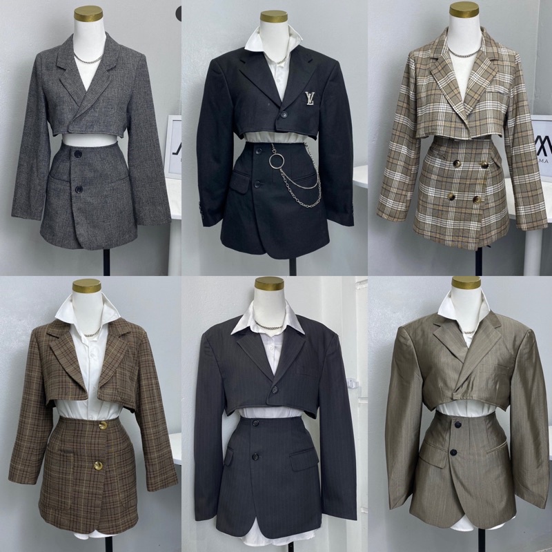 Set áo khoác CROP TOP BLAZER Châu Âu high fashion chuẩn xịn 2hand like new (lựa mẫu IG dma.fashions ) | BigBuy360 - bigbuy360.vn