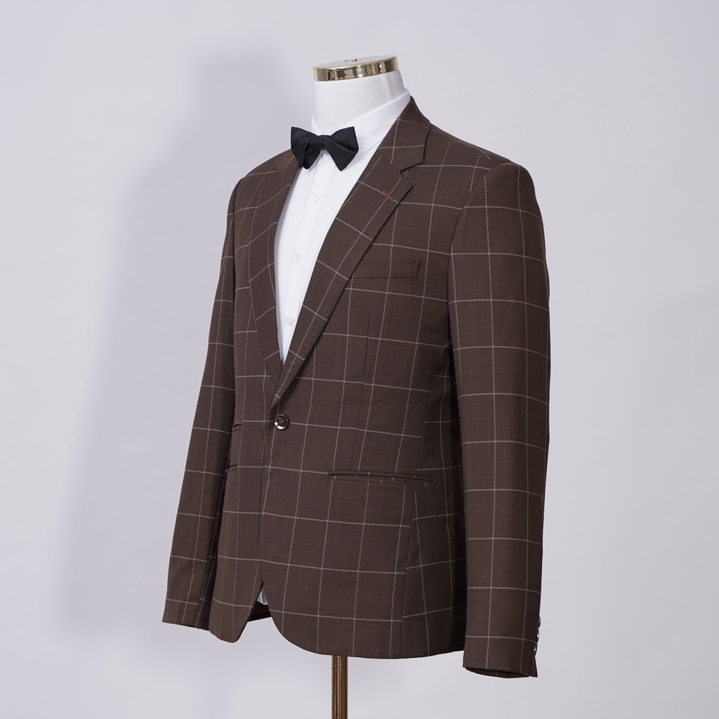 Vest Nam The Suits House Kẻ Ô Nâu Đậm 1K3T