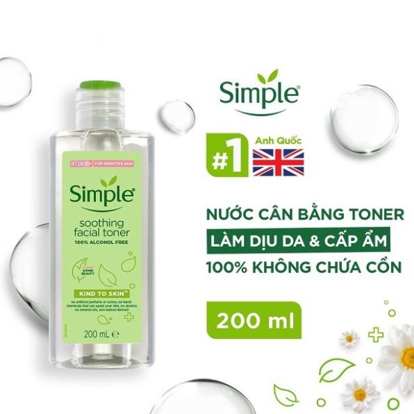 Nước hoa hồng Simple Toner làm dịu và cân bằng độ ẩm cho da 200ml Mới nhất