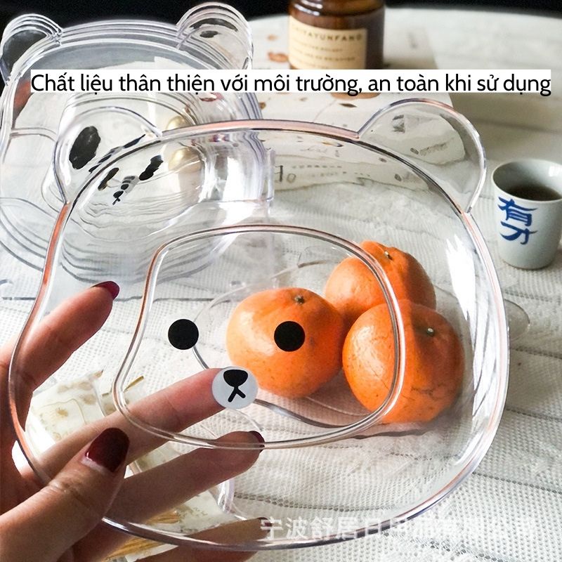Set 8 đĩa họa tiết gấu kèm khay đựng cute nhựa bài trí thức ăn cho bé và cả gia đình XIAOMIMI D1.113.NA