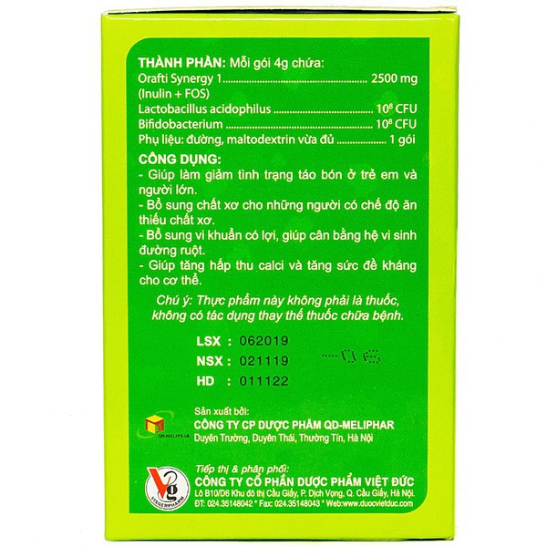 Bio-acimin Fiber cân bằng đường ruột cho bé hộp 30 gói
