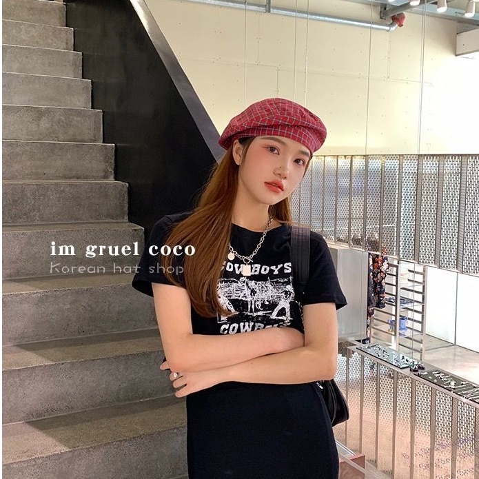 Mũ Nồi Kẻ Sọc Caro Xinh Xắn Dễ Thương Cho Nữ