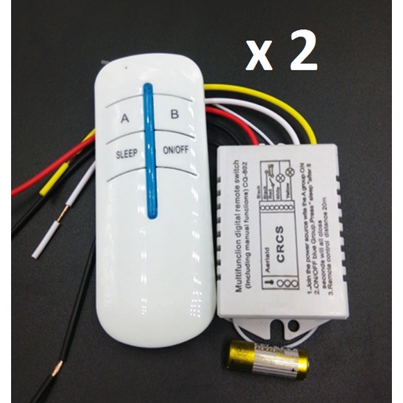 Bộ 2 công tắc điều khiển từ xa 2 cổng A,B (2 đèn ,2 kênh) công tắc không dây,công tắc thông minh, bật tắt đèn quạt từ xa