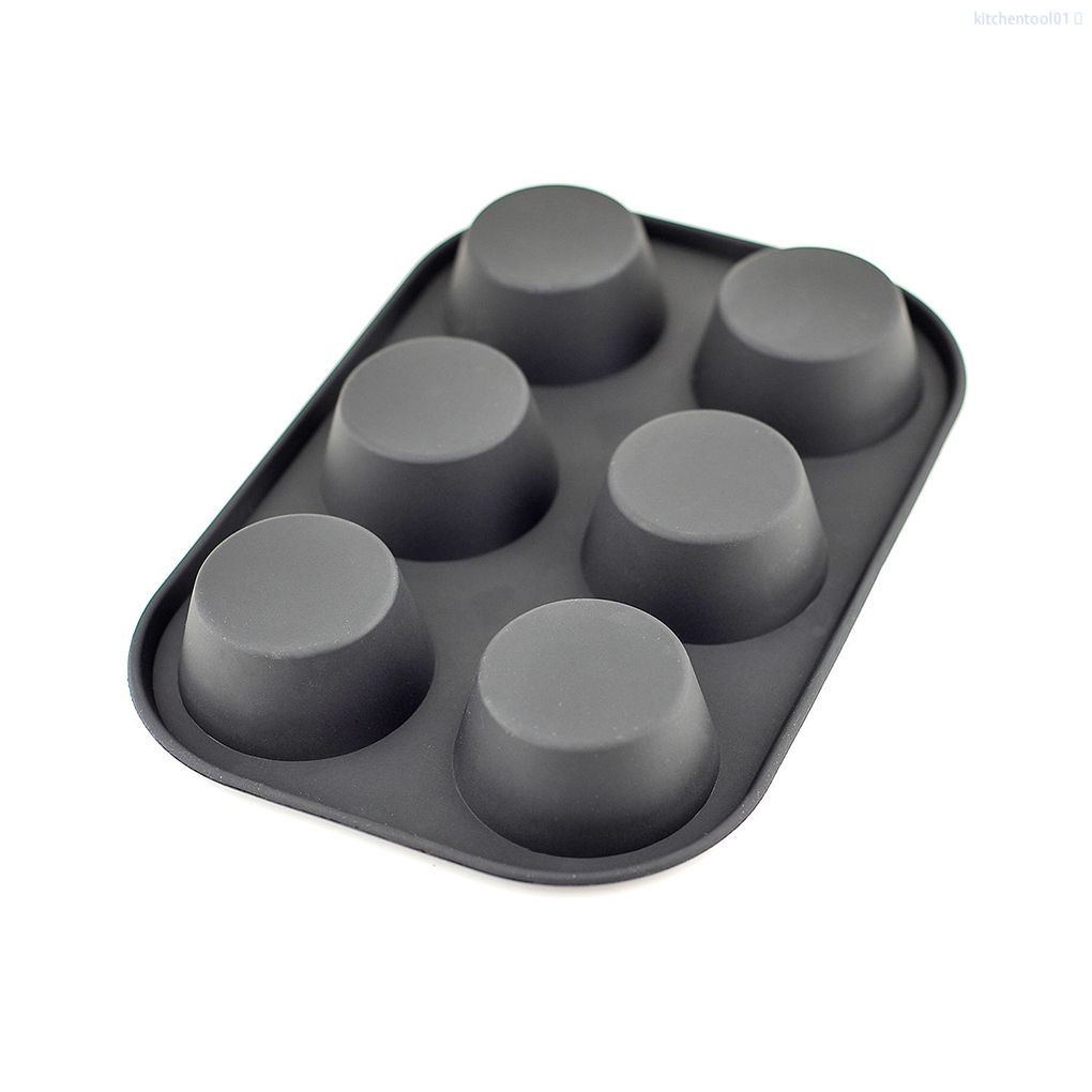 Khuôn Làm Bánh Muffin 6 Ngăn Bằng Thép Carbon Màu Đen Chống Dính Tiện Dụng Cho Nhà Bếptool01