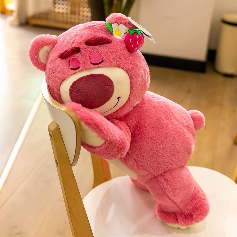 Gấu Dâu Bông Lotso Dâu Huggin Bear Lông Xù Nằm Dễ Thương Mềm Mịn Cao Cấp Gấu Bông City