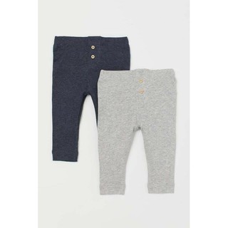 (H&M Auth) JP25 - Set 2 quần dài cho bé 2 tuổi, 3 tuổi lưng thun co giãn tốt  xám, navy (Shop Hàng_Xách_Nhật)
