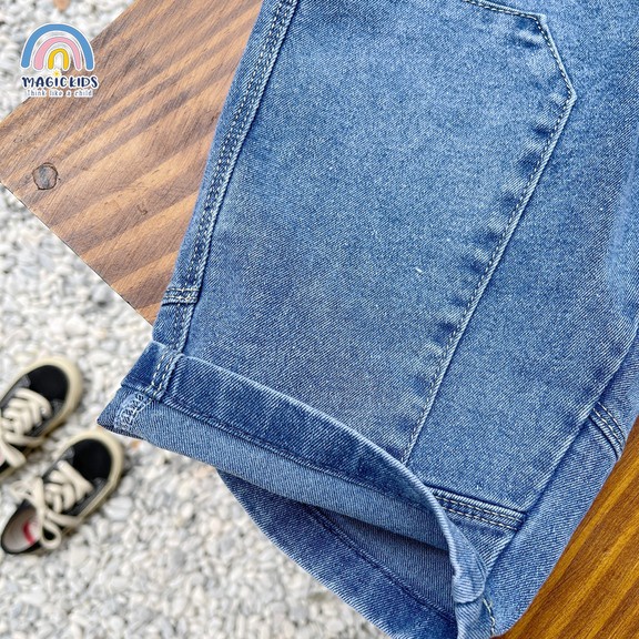 Quần lửng jean form rộng Magickids cho bé trai đi học đi chơi cạp chun co giãn phong cách Hàn Quốc QĐ22016