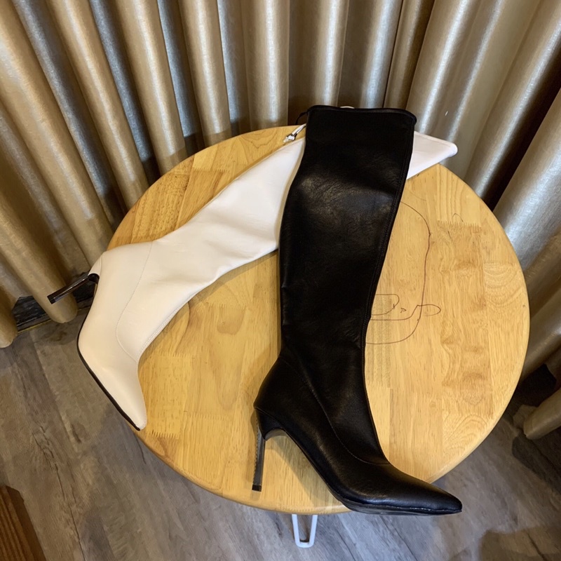 Bốt nữ trên gối da PU cao cấp lót lông gót kim đính đá siêu sang chảnh | BigBuy360 - bigbuy360.vn