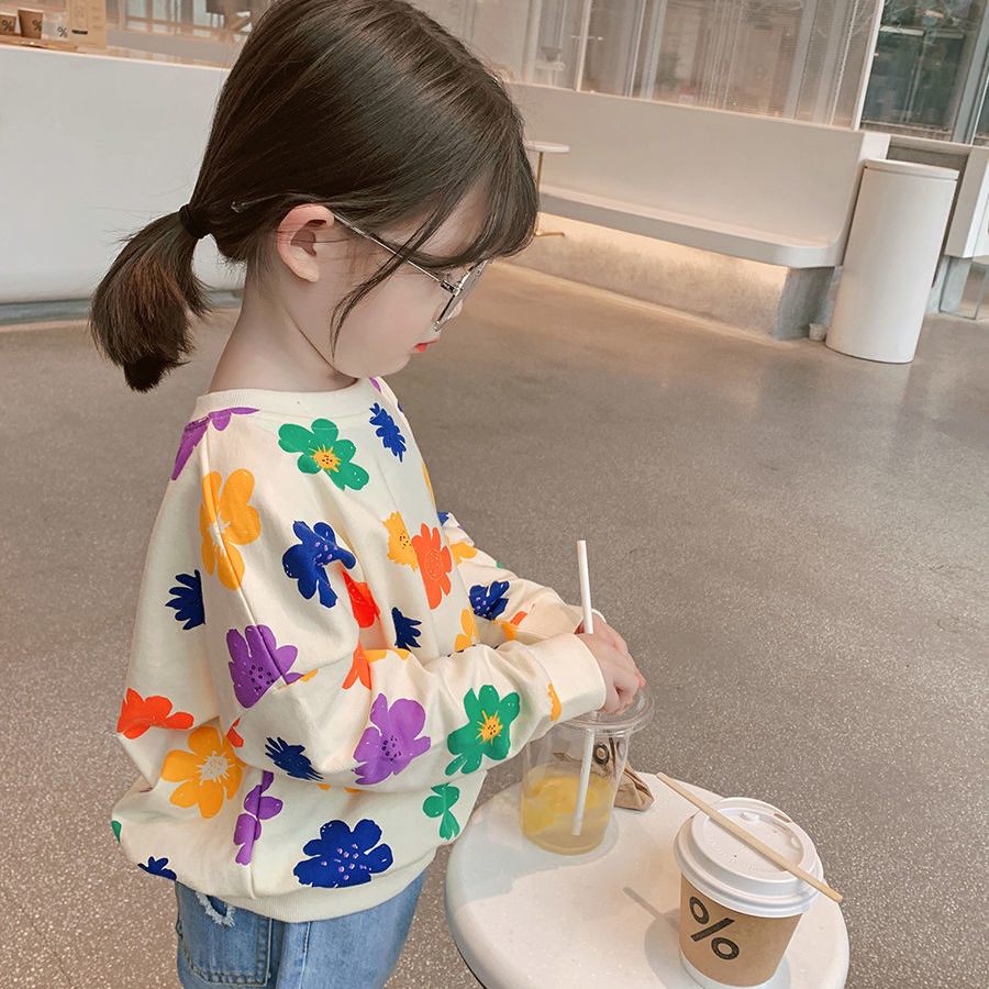 Áo Sweater In Hoa Phong Cách Hàn Quốc Thời Trang Xuân Thu Mới Cho Bé Gái