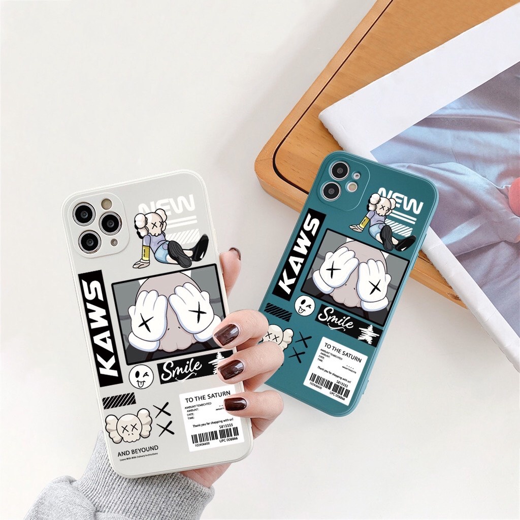 Ốp lưng iphone hình gấu K.aws Smile dẻo cạnh vuông bảo vệ camera 7plus/8plus/x/xs/xsmax/11/12/13/pro/plus/promax