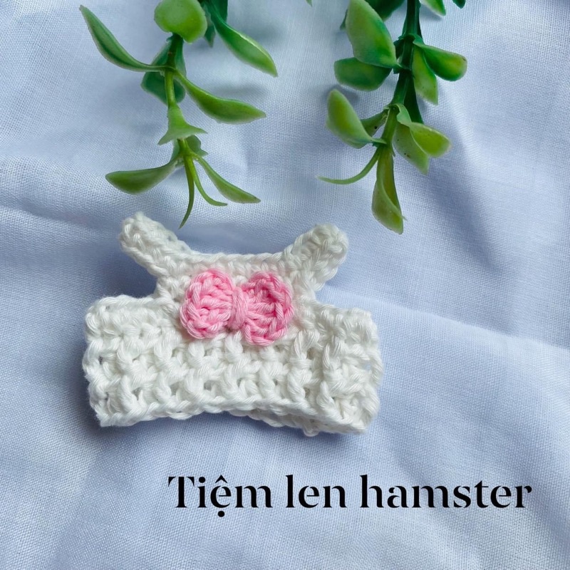 áo cho hamster họa tiết gân nổi phối nơ hồng