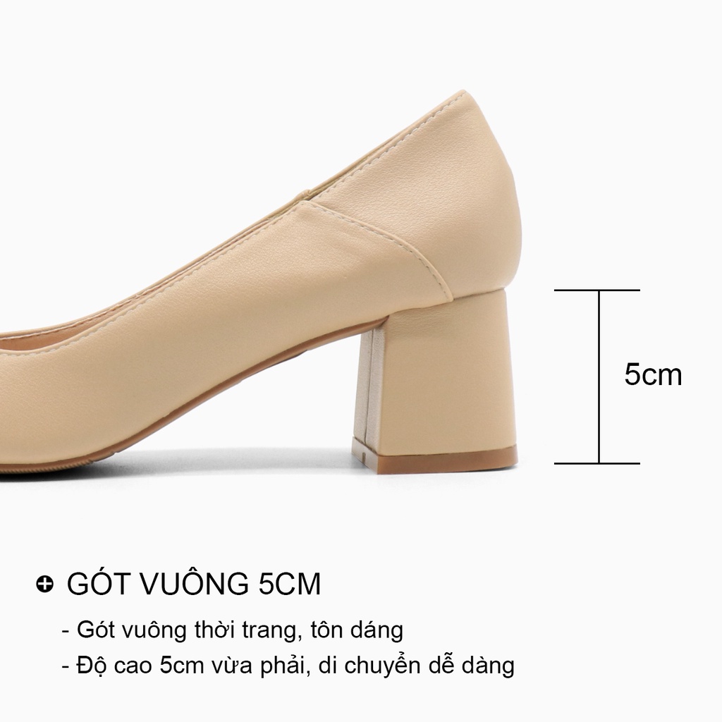 Giày cao gót 5p nữ Leaf Pumps Heels đế vuông mũi vuông thời trang công sở bAimée & bAmor - MS1676