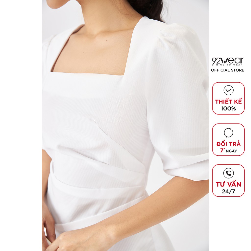 Áo sơ mi nữ kiểu 92WEAR thiết kế cổ vuông tay lỡ tà áo lệch ASA1837