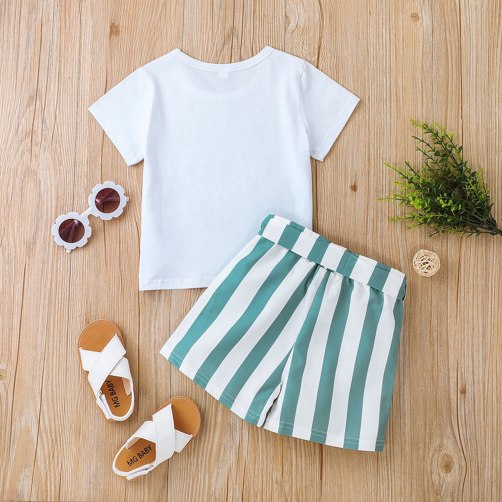 Combo bộ đồ bé gái 1-5 tuổi tay ngắn áo phông quần đùi In Hình Thỏ Hoạt Hình set mùa hè thời trang cho bé trẻ em