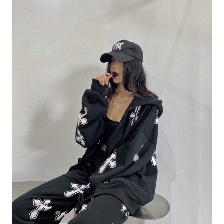 Áo Khoác Nỉ hoodie hình chữ thập , thánh giá form rộng xinh MAX ONLY