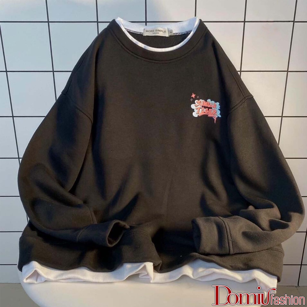 Áo sweater nữ, áo nỉ giả vạt phối chữ Jungle Tiger phong cách Hàn Quốc - Domiu HX12 | BigBuy360 - bigbuy360.vn