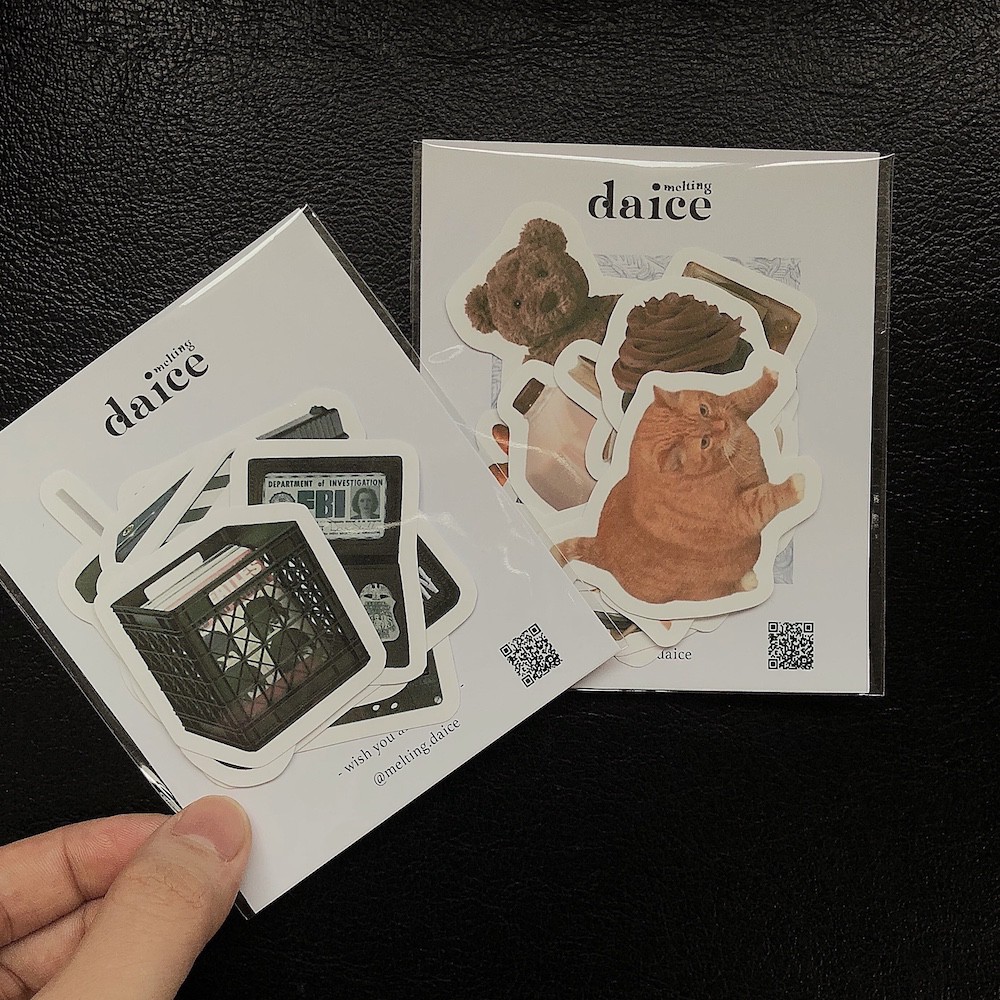 Daice || black sticker pack  - bộ 13 sticker/nhãn dán/decal chống nước trang trí