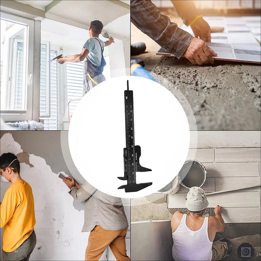 Thang đo đôi 80MM Thước đo lông mày bằng nhựa Vernier Calibre Thước